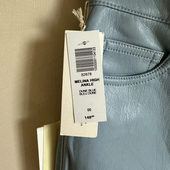 NWT Aritzia Wilfred Melina High Ankle Dune Blue Vegan Leather Pants SZ 00 - Picture 2 of 5